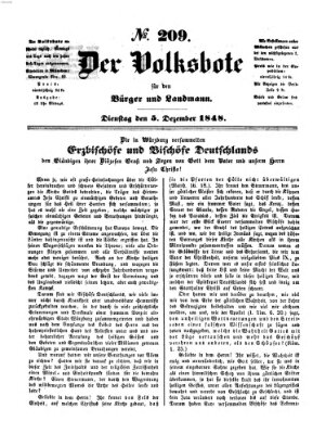 Der Volksbote für den Bürger und Landmann Dienstag 5. Dezember 1848