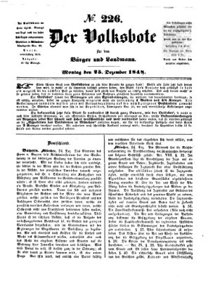 Der Volksbote für den Bürger und Landmann Montag 25. Dezember 1848