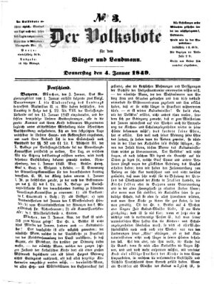 Der Volksbote für den Bürger und Landmann Donnerstag 4. Januar 1849