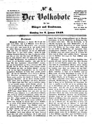 Der Volksbote für den Bürger und Landmann Samstag 6. Januar 1849