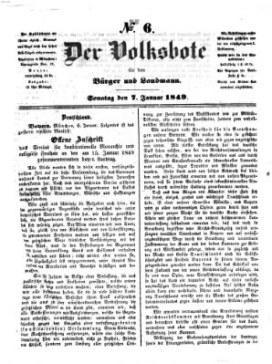 Der Volksbote für den Bürger und Landmann Sonntag 7. Januar 1849