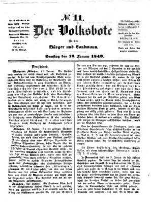 Der Volksbote für den Bürger und Landmann Samstag 13. Januar 1849