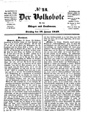 Der Volksbote für den Bürger und Landmann Dienstag 16. Januar 1849