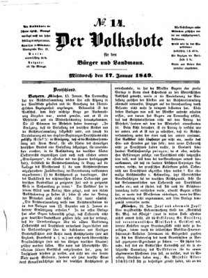 Der Volksbote für den Bürger und Landmann Mittwoch 17. Januar 1849