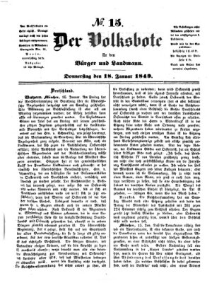 Der Volksbote für den Bürger und Landmann Donnerstag 18. Januar 1849