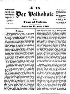 Der Volksbote für den Bürger und Landmann Sonntag 21. Januar 1849