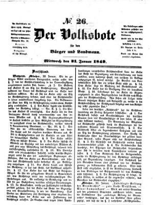 Der Volksbote für den Bürger und Landmann Mittwoch 31. Januar 1849