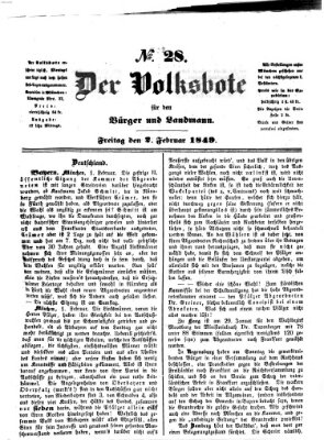 Der Volksbote für den Bürger und Landmann Freitag 2. Februar 1849