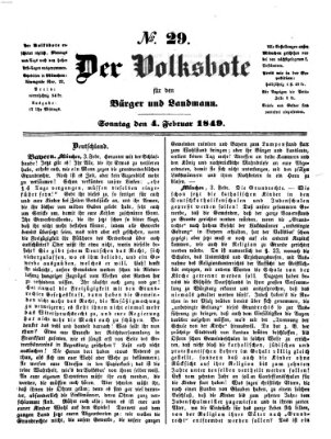 Der Volksbote für den Bürger und Landmann Sonntag 4. Februar 1849