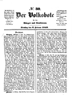 Der Volksbote für den Bürger und Landmann Dienstag 6. Februar 1849