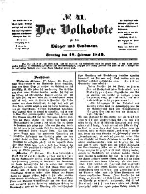 Der Volksbote für den Bürger und Landmann Sonntag 18. Februar 1849