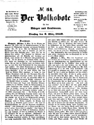 Der Volksbote für den Bürger und Landmann Dienstag 6. März 1849