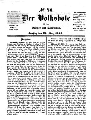 Der Volksbote für den Bürger und Landmann Samstag 24. März 1849