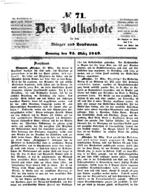 Der Volksbote für den Bürger und Landmann Sonntag 25. März 1849