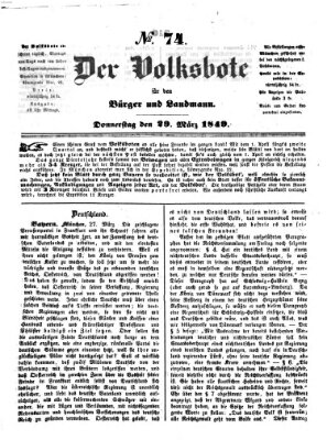 Der Volksbote für den Bürger und Landmann Donnerstag 29. März 1849