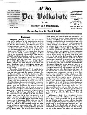 Der Volksbote für den Bürger und Landmann Donnerstag 5. April 1849