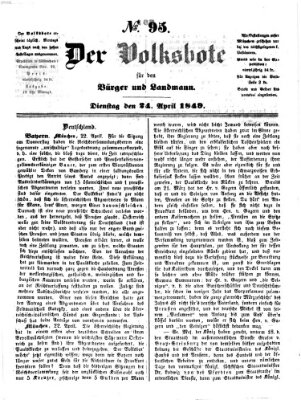 Der Volksbote für den Bürger und Landmann Dienstag 24. April 1849