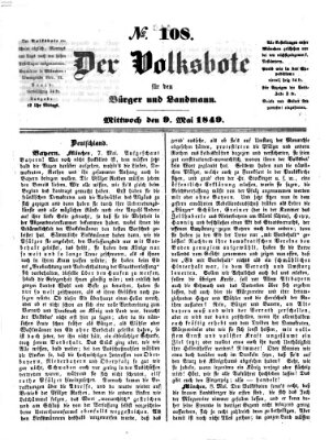 Der Volksbote für den Bürger und Landmann Mittwoch 9. Mai 1849