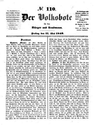 Der Volksbote für den Bürger und Landmann Freitag 11. Mai 1849