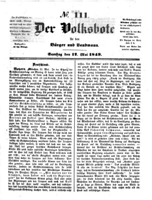 Der Volksbote für den Bürger und Landmann Samstag 12. Mai 1849