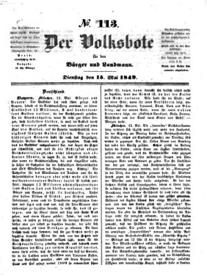 Der Volksbote für den Bürger und Landmann Dienstag 15. Mai 1849