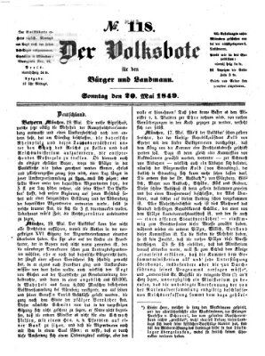 Der Volksbote für den Bürger und Landmann Sonntag 20. Mai 1849