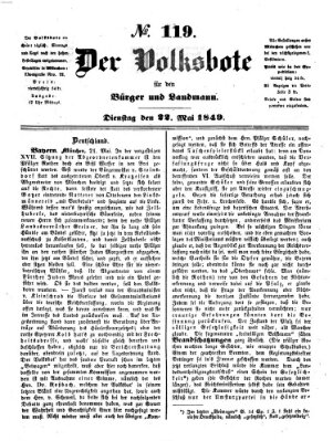 Der Volksbote für den Bürger und Landmann Dienstag 22. Mai 1849