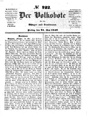 Der Volksbote für den Bürger und Landmann Freitag 25. Mai 1849