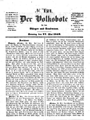 Der Volksbote für den Bürger und Landmann Sonntag 27. Mai 1849