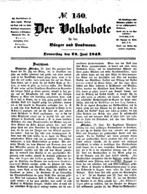 Der Volksbote für den Bürger und Landmann Donnerstag 28. Juni 1849