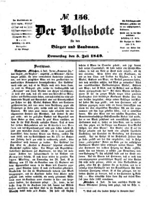 Der Volksbote für den Bürger und Landmann Donnerstag 5. Juli 1849