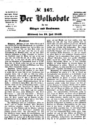 Der Volksbote für den Bürger und Landmann Mittwoch 18. Juli 1849