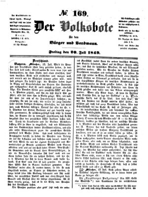 Der Volksbote für den Bürger und Landmann Freitag 20. Juli 1849