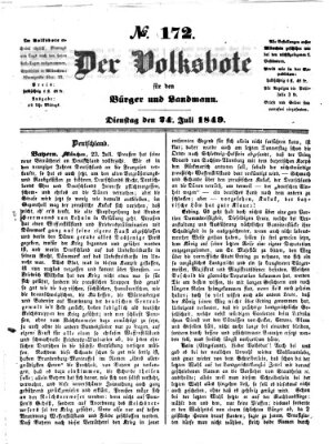 Der Volksbote für den Bürger und Landmann Dienstag 24. Juli 1849