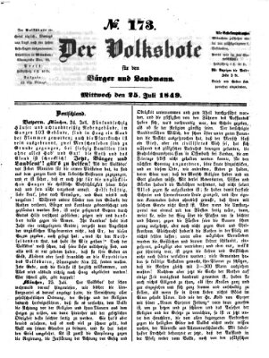 Der Volksbote für den Bürger und Landmann Mittwoch 25. Juli 1849