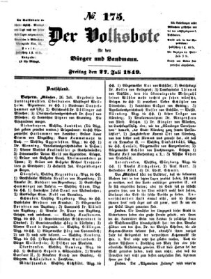 Der Volksbote für den Bürger und Landmann Freitag 27. Juli 1849