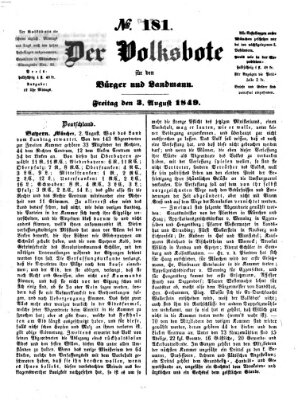 Der Volksbote für den Bürger und Landmann Freitag 3. August 1849