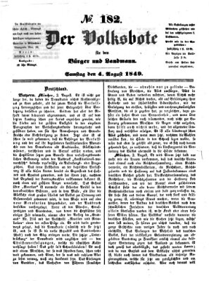 Der Volksbote für den Bürger und Landmann Samstag 4. August 1849