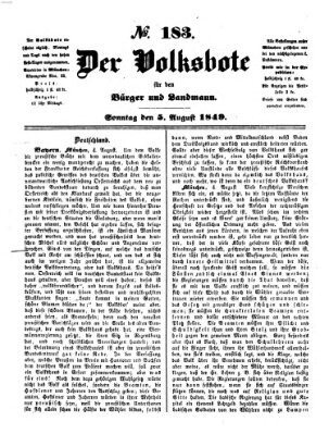 Der Volksbote für den Bürger und Landmann Sonntag 5. August 1849