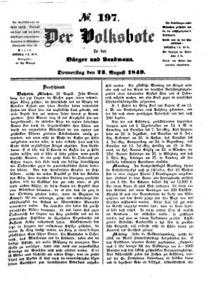 Der Volksbote für den Bürger und Landmann Donnerstag 23. August 1849