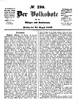 Der Volksbote für den Bürger und Landmann Freitag 24. August 1849