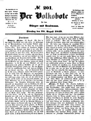 Der Volksbote für den Bürger und Landmann Dienstag 28. August 1849