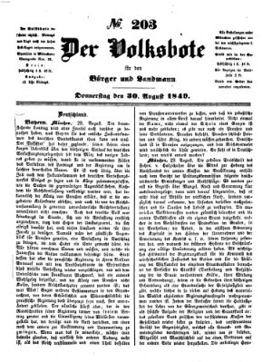 Der Volksbote für den Bürger und Landmann Donnerstag 30. August 1849