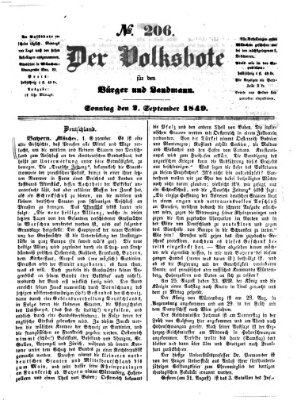 Der Volksbote für den Bürger und Landmann Sonntag 2. September 1849