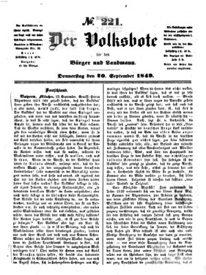 Der Volksbote für den Bürger und Landmann Donnerstag 20. September 1849