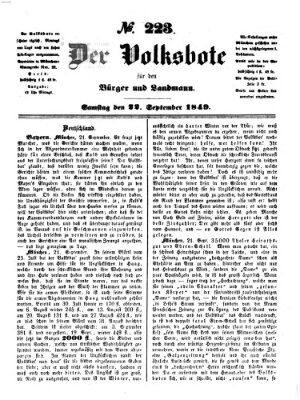 Der Volksbote für den Bürger und Landmann Samstag 22. September 1849