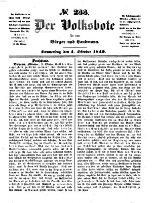 Der Volksbote für den Bürger und Landmann Donnerstag 4. Oktober 1849