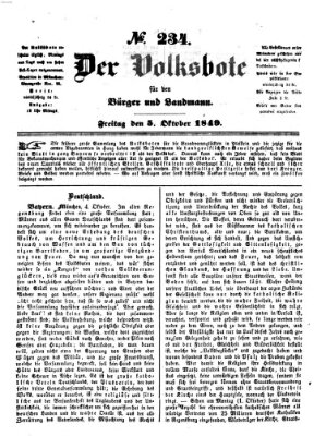 Der Volksbote für den Bürger und Landmann Freitag 5. Oktober 1849