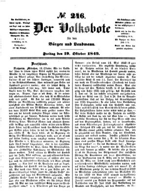 Der Volksbote für den Bürger und Landmann Freitag 19. Oktober 1849