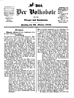 Der Volksbote für den Bürger und Landmann Dienstag 30. Oktober 1849